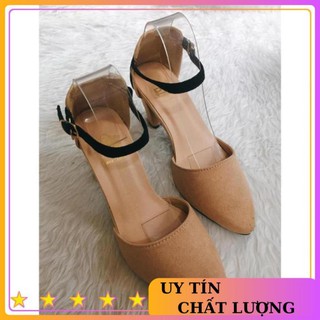 [ HÀNG CAO CẤP Giày gót vuông bít mũi.