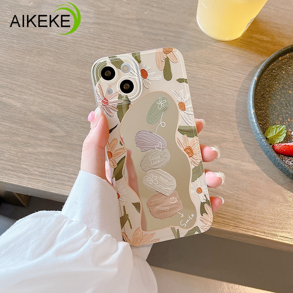 Ốp Điện Thoại TPU Mềm Họa Tiết Hoa Cúc Có Gương Soi Cho iPhone 13 12 11 Pro XS Max XR X