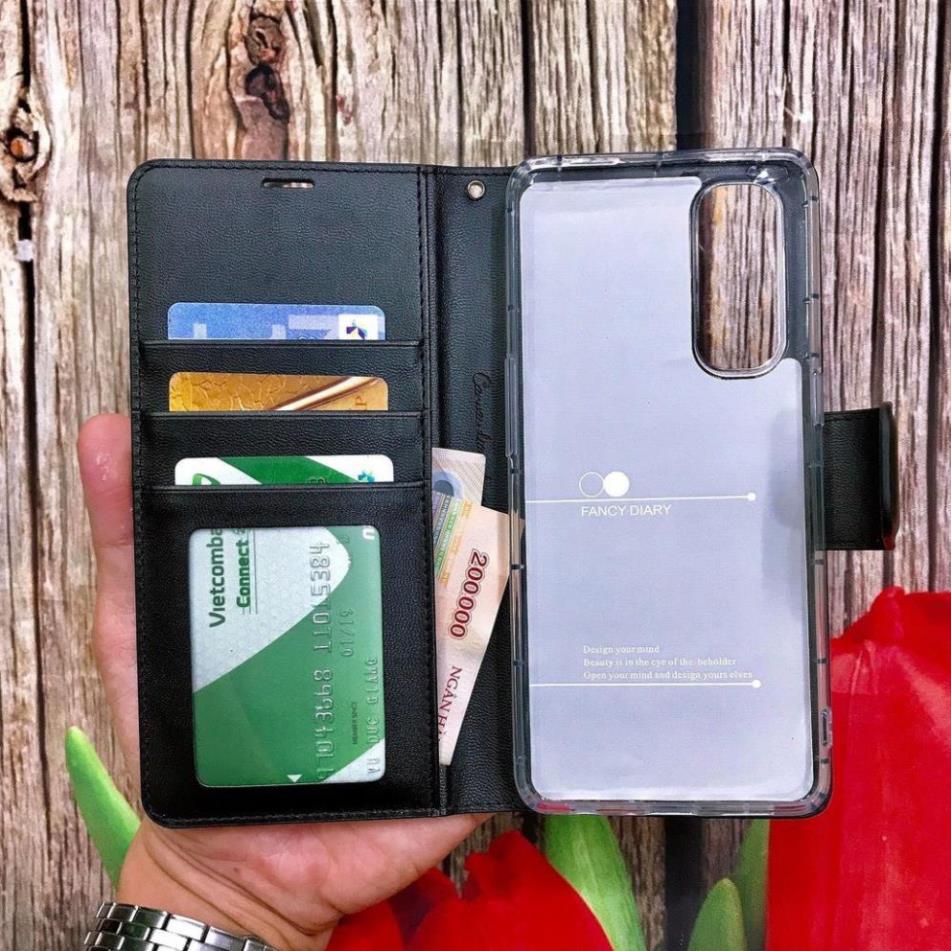 Bao da dạng ví Oppo Reno 4 / Oppo Reno 4 Pro hiệu Hanman cao cấp, ngăn đựng thẻ ATM tiền tiện lợi