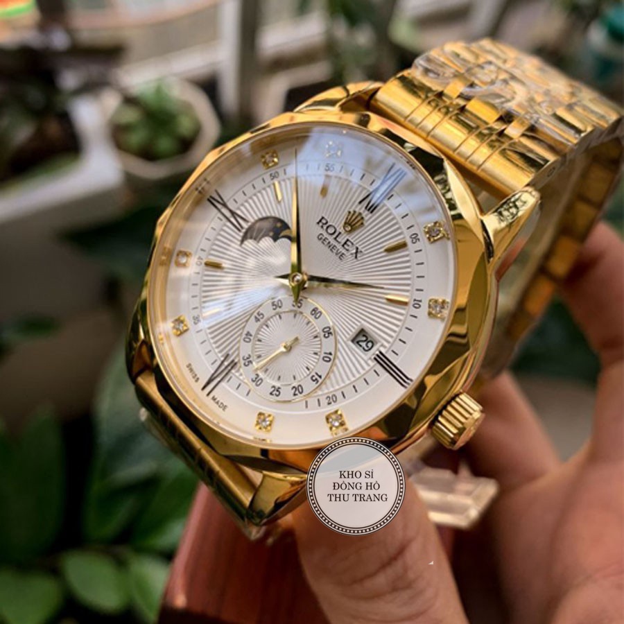 Đồng hồ Nam Rolex đồng hồ cơ Automatic máy nhật mẫu 3 kim mặt số đính đá size 40mm-41mm