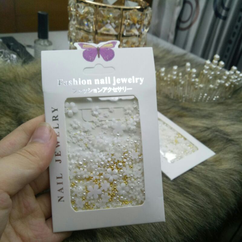 Set charm hoa nhí mix bi gắn móng