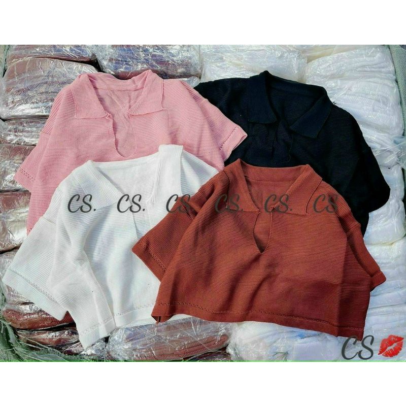 Áo croptop thun phôm rộng tay lỡ cổ V (A15)