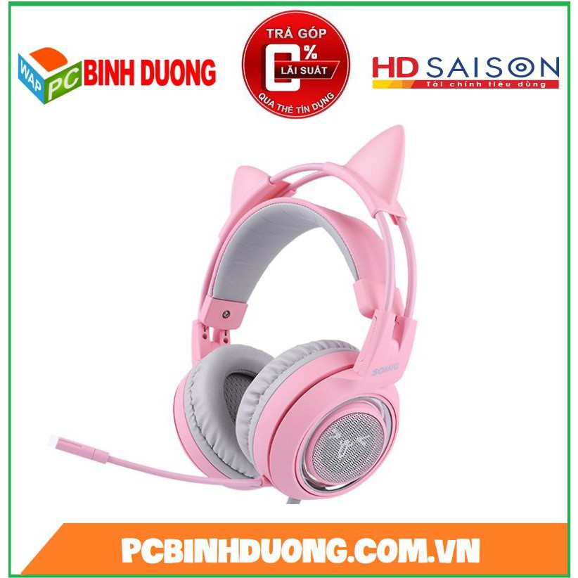 Tai nghe Somic G951 Virtual 7.1 Hồng  Kitty Ear Pink Gaming Headset