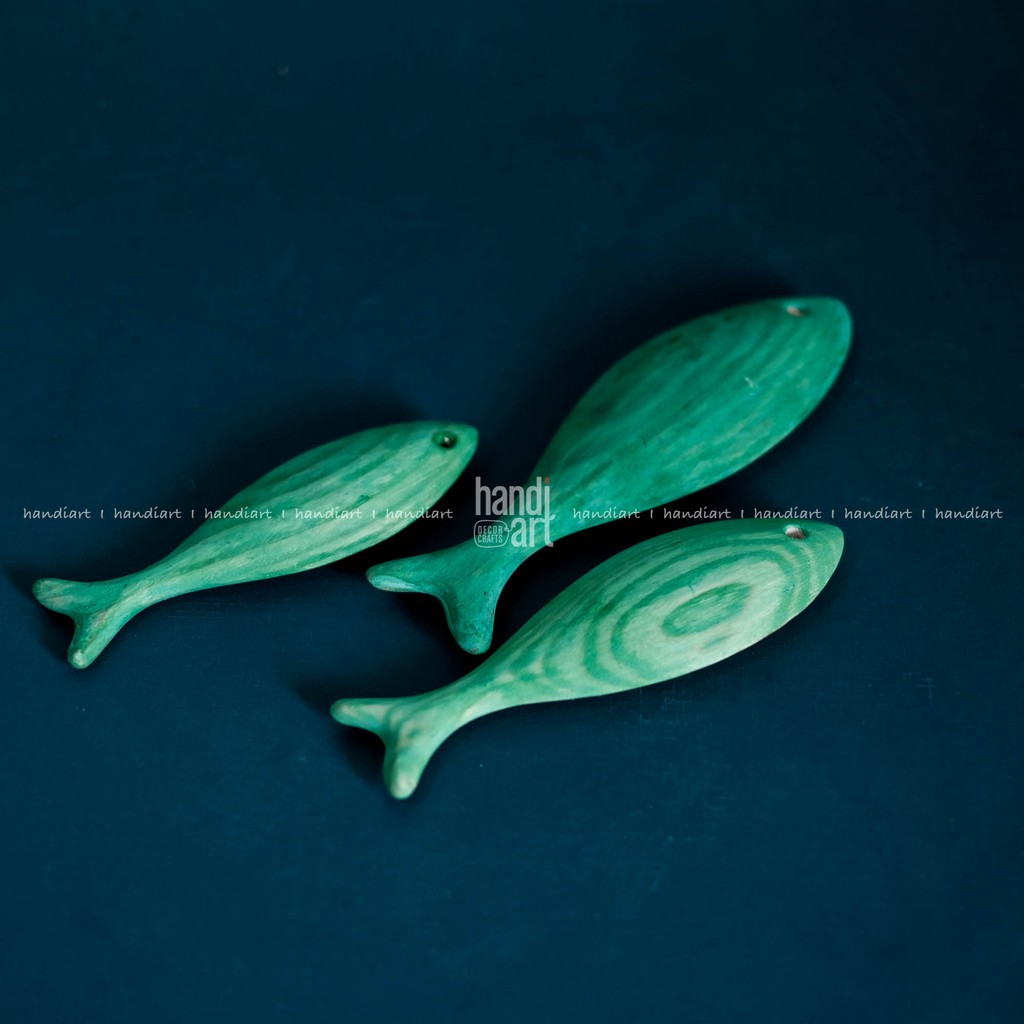 Cá gỗ 3 màu trang trí - Cá gỗ handmade