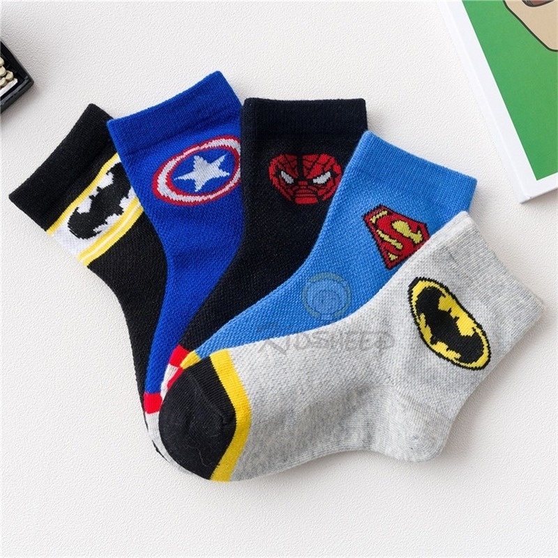 Vớ Cotton Giữ Ấm Thoáng Khí Chống Trượt Họa Tiết Người Nhện Dành Cho Trẻ Em