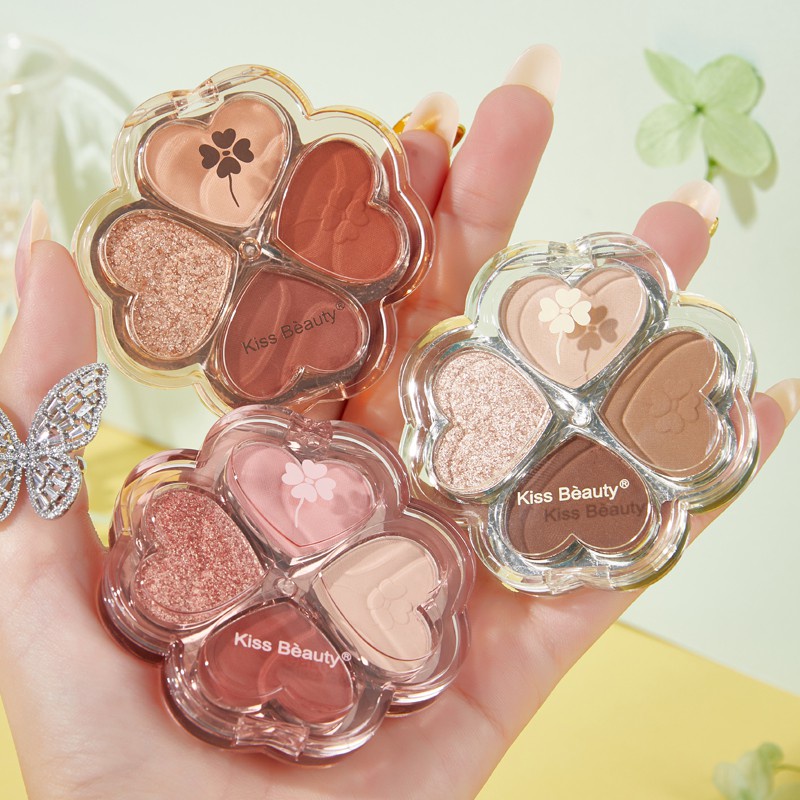 Bảng Phấn Mắt Kiss Beauty 4 Màu Tông Kim Tuyến Chống Nước 87219