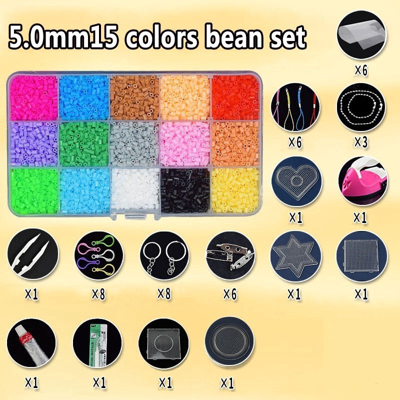 Bộ Đồ Chơi Hạt Nhựa 5Mm Kèm Phụ Kiện Độc Đáo Cho Bé