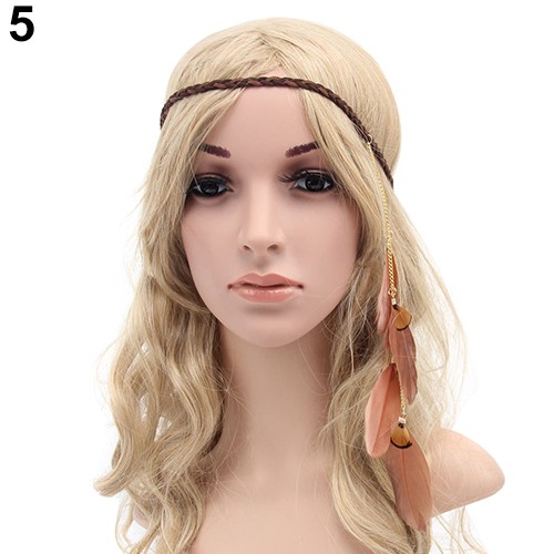 Vòng dây đội đầu phối lông vũ phong cách bobo cá tính dành cho nữ