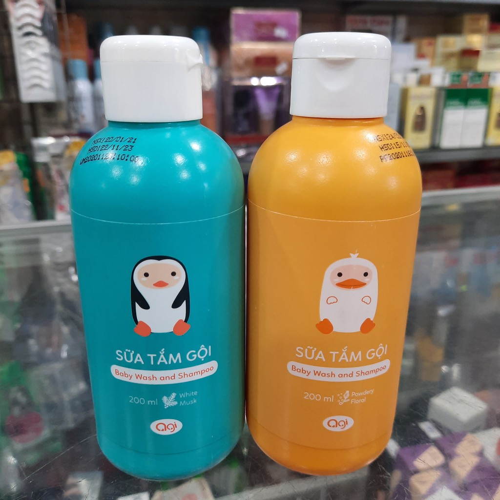 Sữa tắm gội Agi chai 200ml(màu vàng-màu xanh)