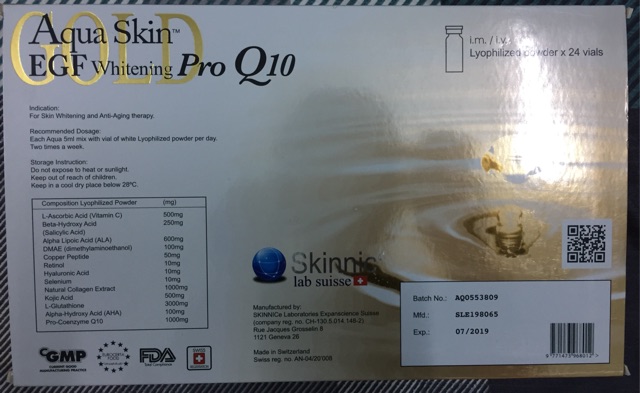 Aqua Skin EGF Whitening PRO Q10 - Thuốc tiêm làm trắng da