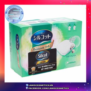 Bông Trang Điểm Cao Cấp Unicharm Silcot Màu Xanh Lá 66 Miếng Chính Hãng 100%