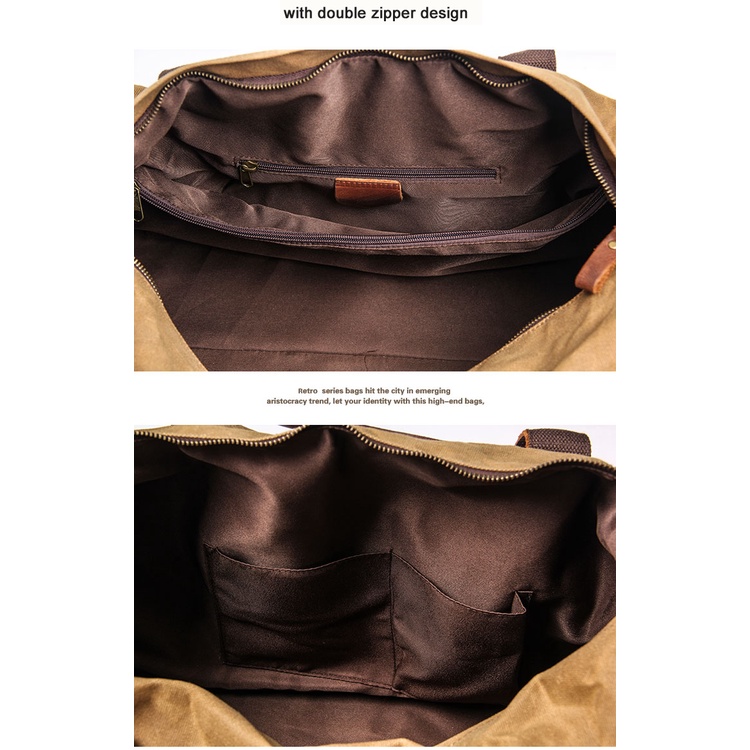 Túi Xách Du Lịch Vải Canvas + Da Thật Phong Cách Vintage Cho Nam M106