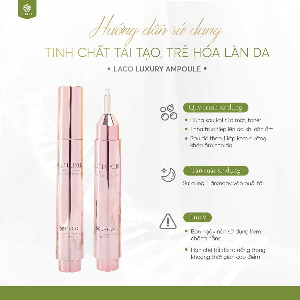 Tinh chất dưỡng da -Serum dưỡng trắng tinh chất cá hồi Ampoule DNA  Laco Luxury tái tạo trẻ hoá giúp da căng bóng | BigBuy360 - bigbuy360.vn