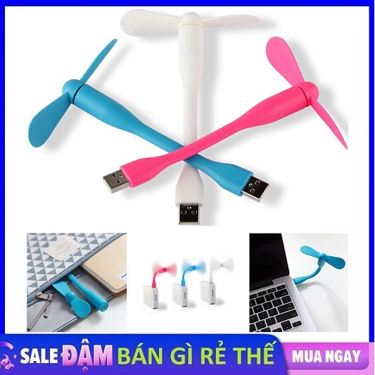 Combo 100 Quạt Mini Cổng USB 2 Cánh Tháo Rời - Giao Màu Ngẫu Nhiên