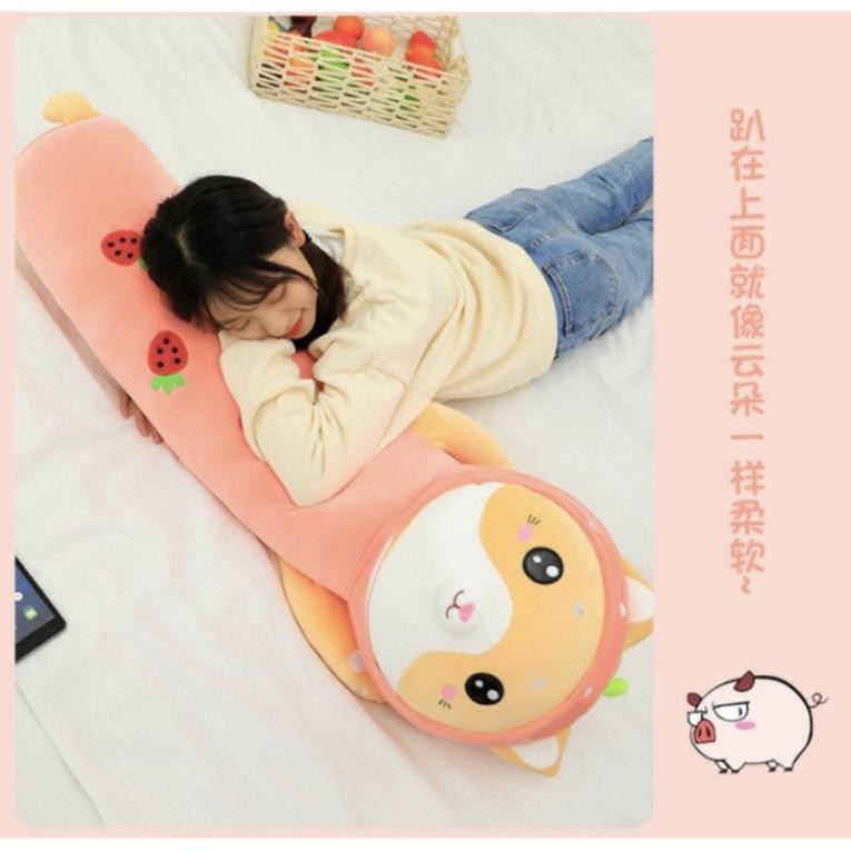 Gối ôm Hình Thú✨Freeship✨Gối ôm mèo dâu,mèo dứa 110cm khổng lồ