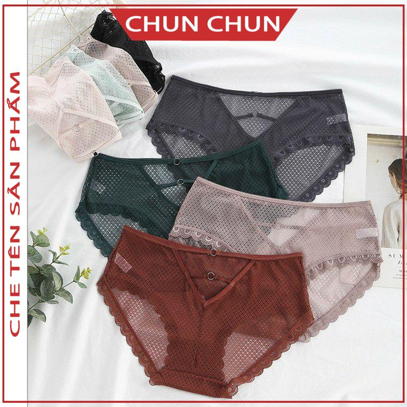 Quần lót ren lưới kháng khuẩn chất đẹp cạp cao ôm bụng nâng mông Chunchun 488.