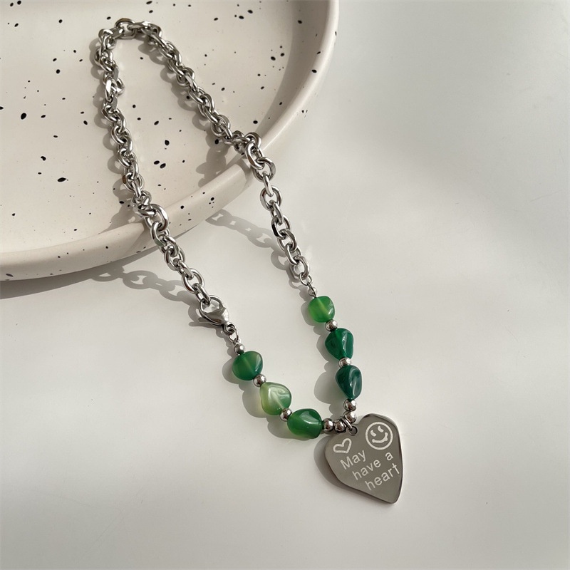 Dây Chuyền Thép Titan Mặt Thẻ Chữ Love Đính Đá Tự Nhiên 19A1299