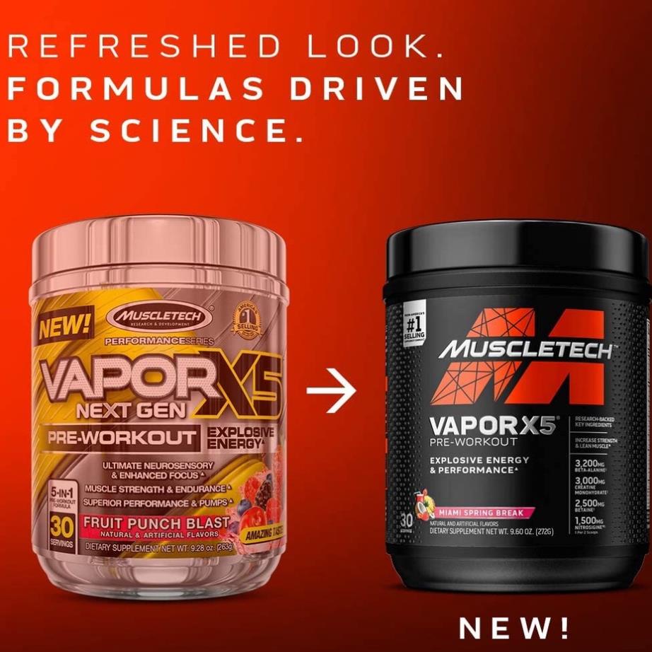 [GIÁ TỐT NHẤT] MUSCLETECH VAPOR X5 PRE WORKOUT 30 SER | Hỗ Trợ Tăng Sức Mạnh Trước Tập