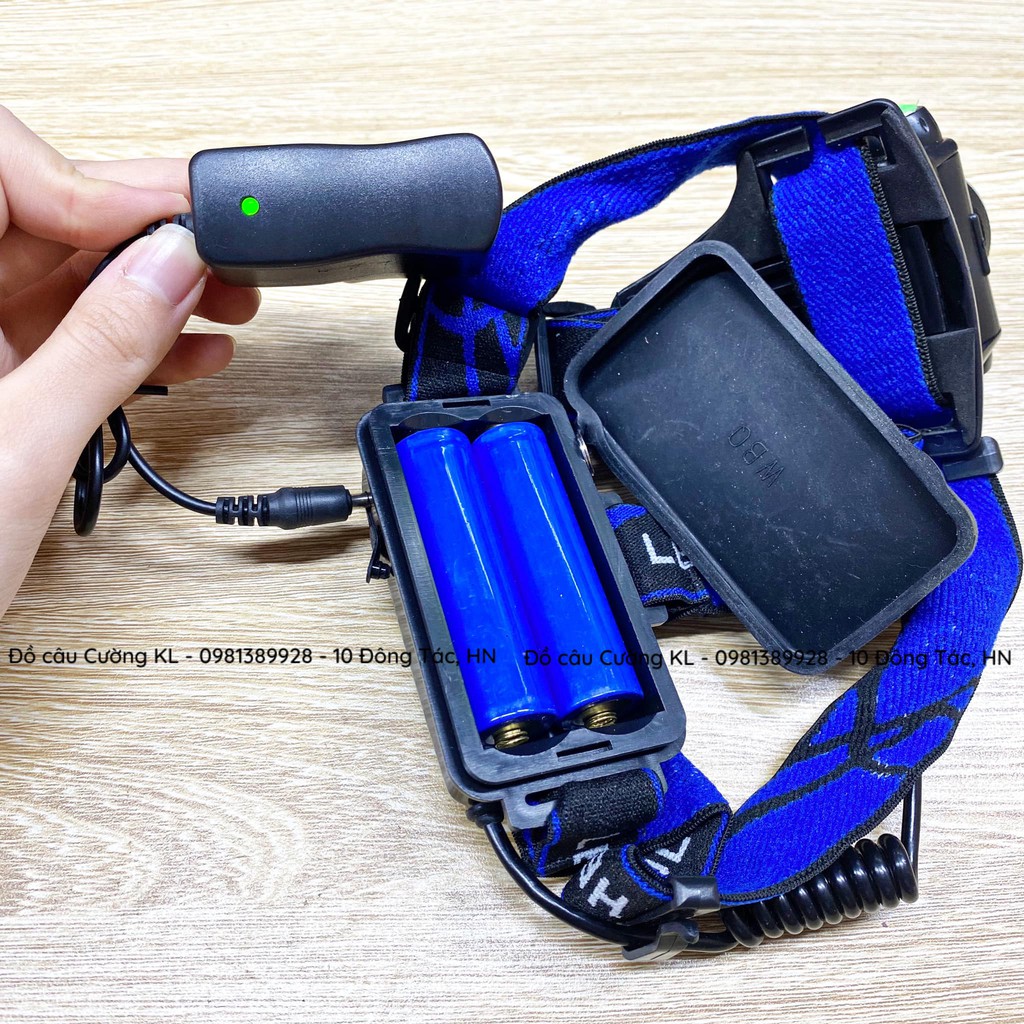 Đèn led đeo đầu sạc điện viền xanh