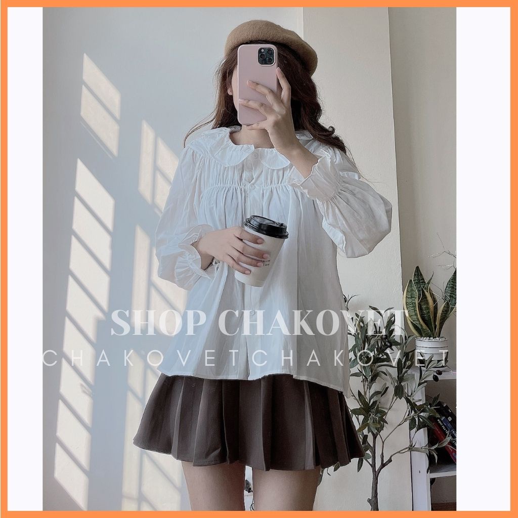 Áo babydoll nữ cổ bèo tay bo chun CKA893, kiểu áo nữ dài tay nhún ngực cổ tròn dáng tiểu thư mặc đẹp sang chảnh cá tính