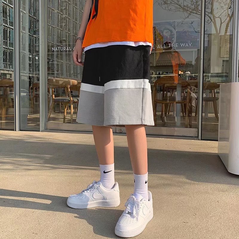 【M-3XL】Quần Short Bóng Rổ Dáng Rộng Phối Màu Sắc Tương Phản Phong Cách Hàn Quốc Thời Trang Mùa Hè Cho Nam Size M-3XL