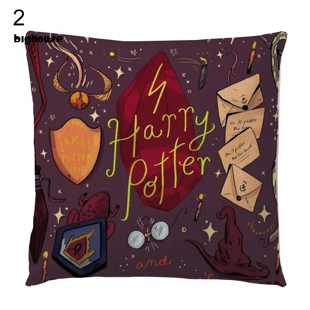 Vỏ Bọc Gối Đệm In Họa Tiết Hoạt Hình Harry Potter Có Khóa Kéo Tiện Dụng