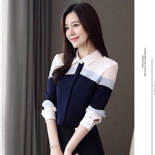 Áo Sơ Mi Lụa Phối Màu Đẹp MSNN1562