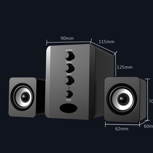 Bộ 3 Loa Nghe Nhạc Máy Tính SADA D-202 Âm Thanh Trầm Ấm, Có Núm Chỉnh BASS Và TREBLE