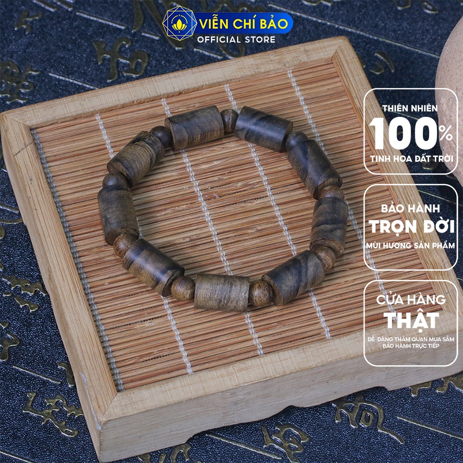 Vòng tay Trầm Hương nam nữ Trầm Indo đốt trúc 10mm thời trang phụ kiện trang sức Viễn Chí Bảo V000483