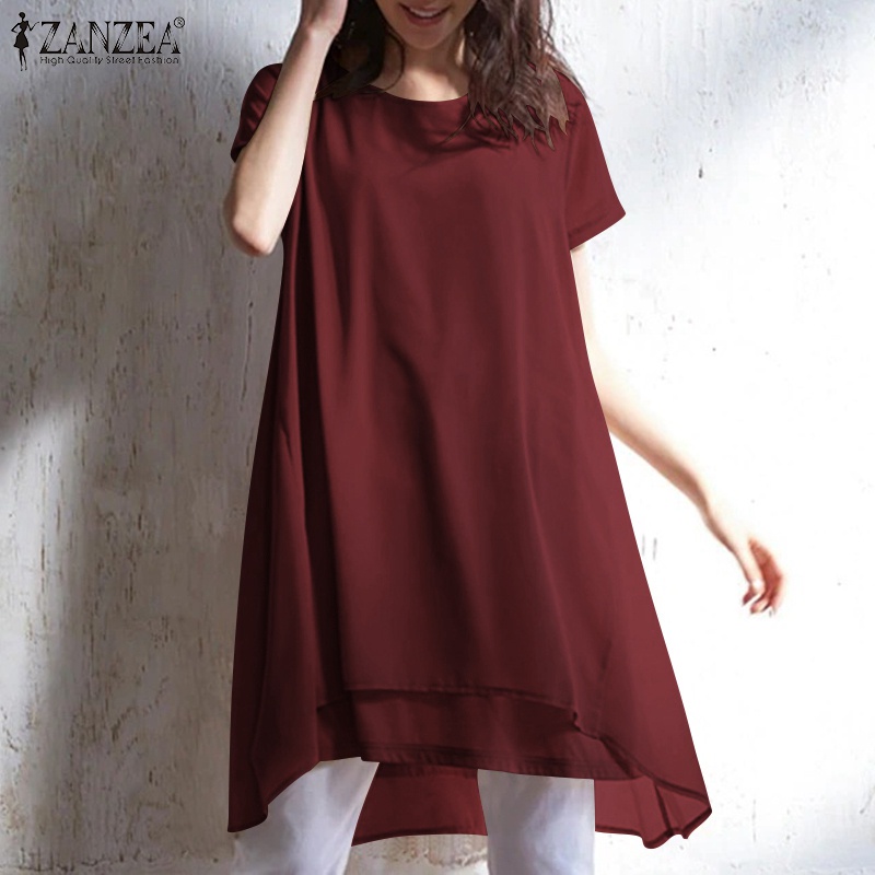 Áo voan ZANZEA ngắn tay cổ tròn thời trang cho nữ