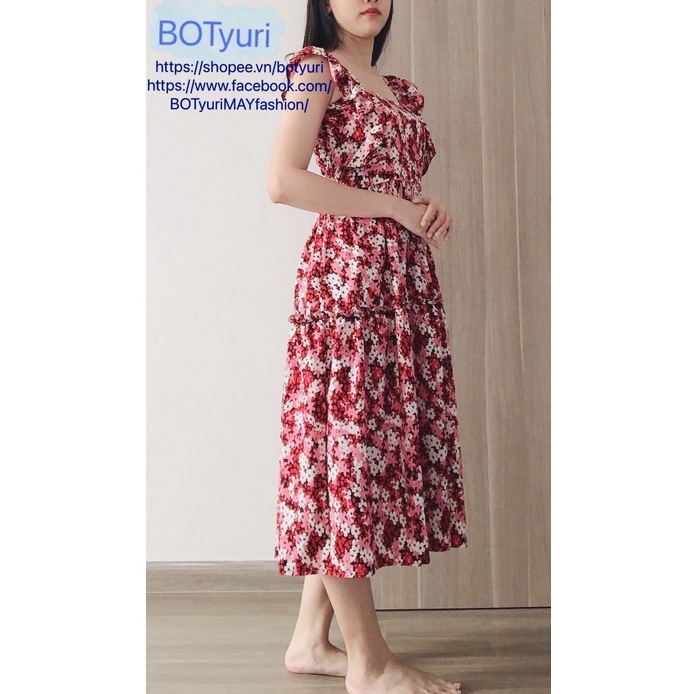 ĐẦM LỤA HOA CÁNH TIÊN (HÌNH SHOP TỰ CHỤP+ freesize 45kg đến 65kg)