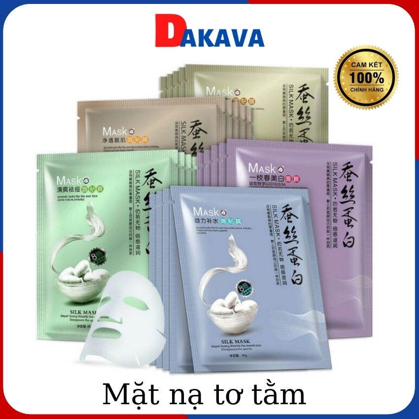 Mặt nạ giấy dưỡng da ngăn ngừa mụn cấp ẩm thải độc tơ tằm DAKAVA MN02