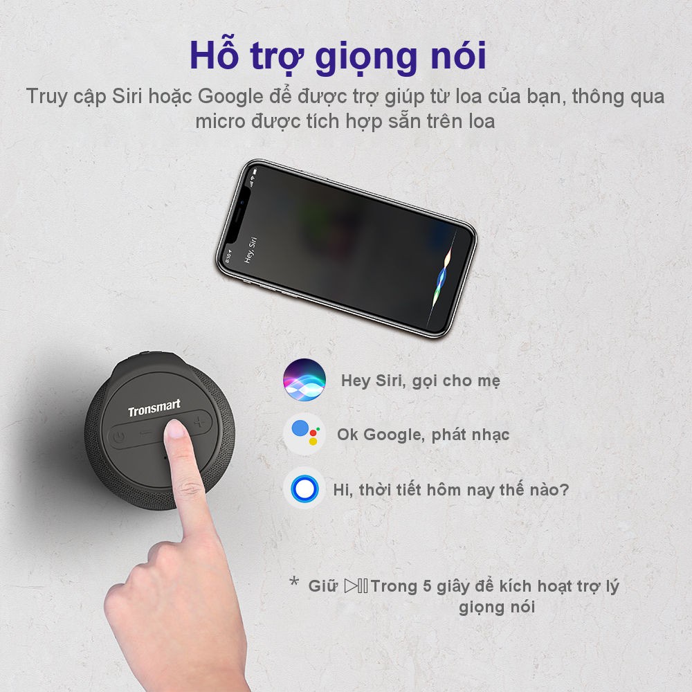 Tronsmart Element T6 Mini Loa Bluetooth 5.0 ngoài trời chống thấm nước IPX6 15W chơi nhạc lên tới 24 giờ