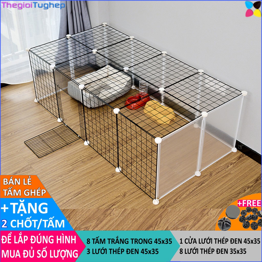 Chuồng Thú Cưng Lắp Ghép 12 Tấm Có Cửa (Tặng Kèm Chốt), Tấm Ghép Lồng Chó Mèo (KT 70x140cm cao 35)