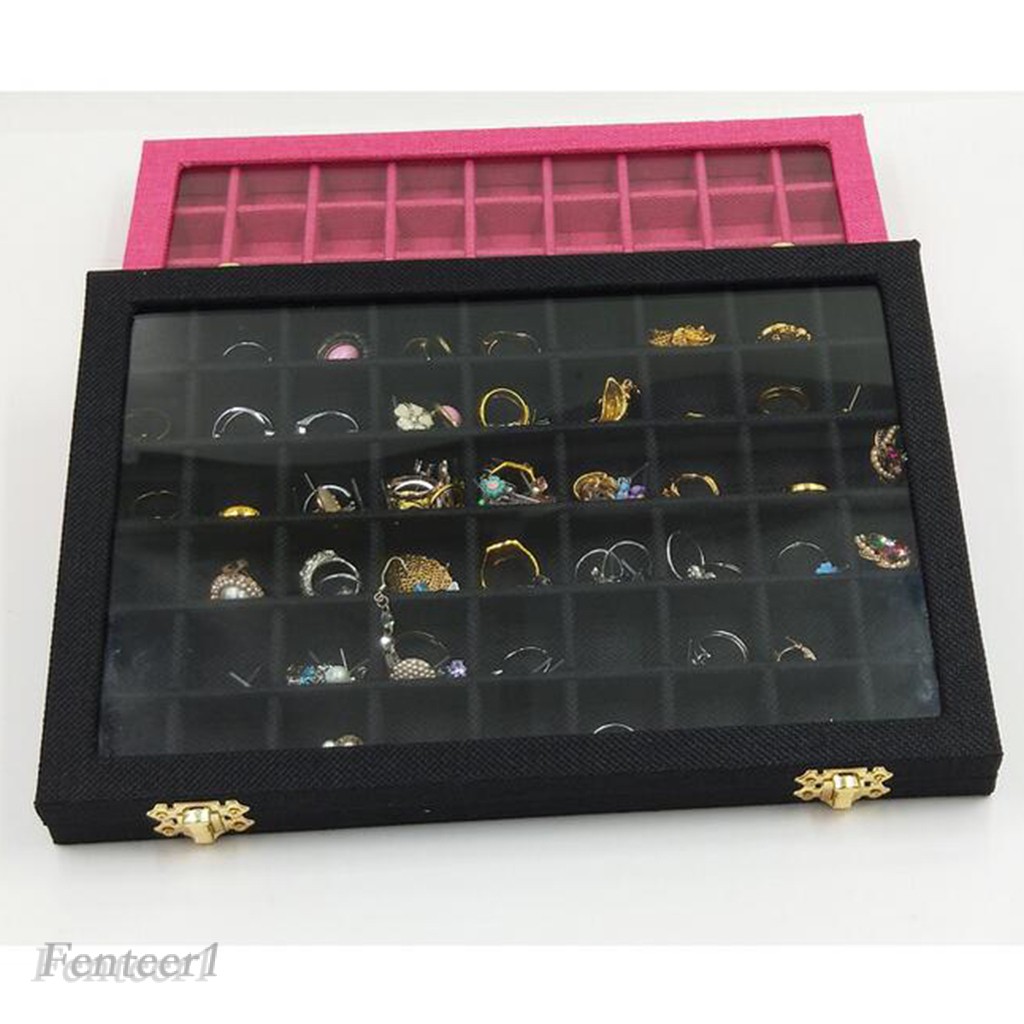 [Fenteer1] Khay Trưng Bày Nhẫn / Khuy Măng Sét / Khuyên Tai Cỡ Lớn 54 Ngăn