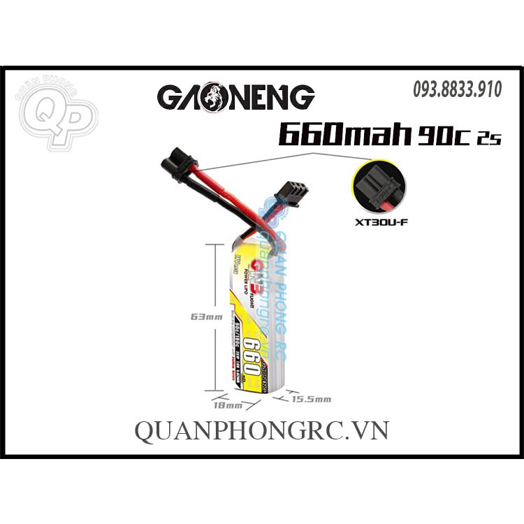 Pin GNB 660mAh 2S 90C 7.6V LiHV Battery
