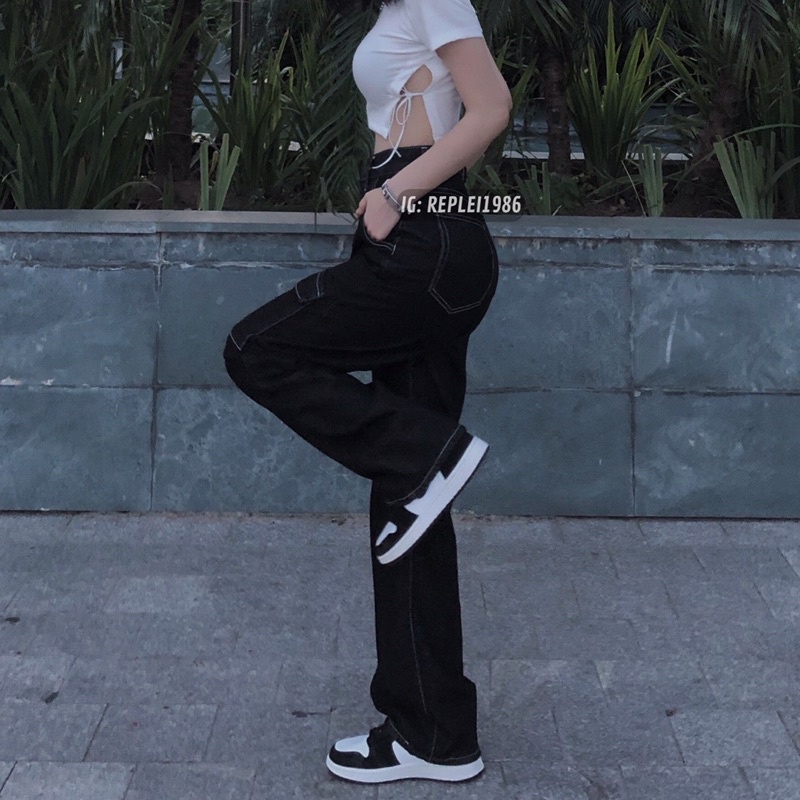 [ẢNH THẬT ĐỘC QUYỀN REPLEI1986] Quần jeans suông đen 230 | BigBuy360 - bigbuy360.vn