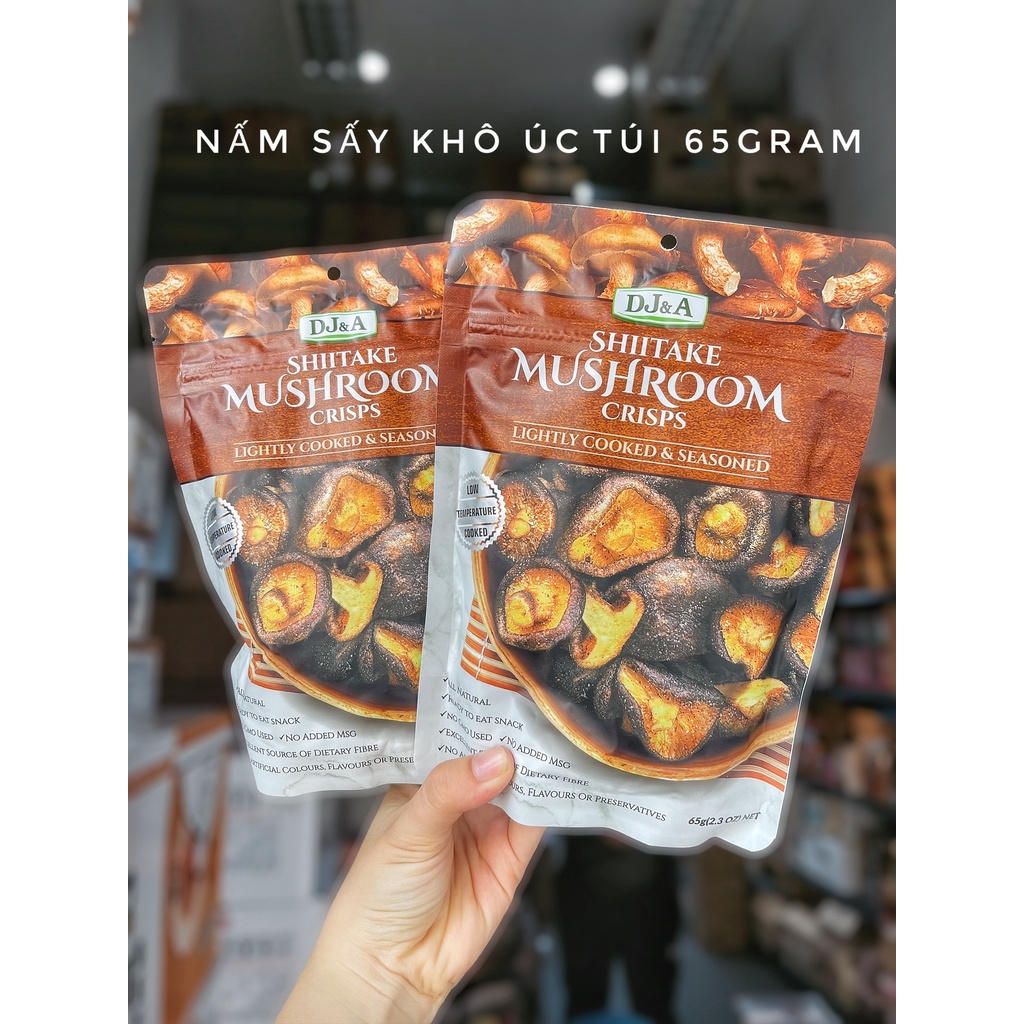 Nấm Hương Sấy Giòn DJ&A ⚡ CHUẨN HÀNG ÚC ⚡ Snack nấm hương nhập khẩu Úc hoàn toàn tự nhiên, phù hợp ăn chay