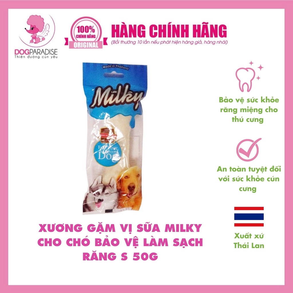 Xương gặm vị sữa Milky cho chó bảo vệ làm sạch răng S 50G - Dog Paradise