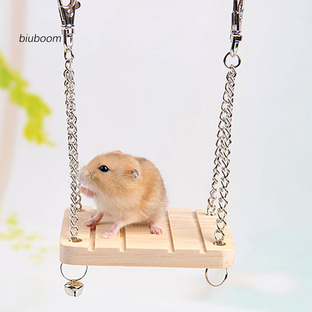 Xích Đu Đồ Chơi Bằng Gỗ Có Chuông Treo Lồng Chim Vẹt / Hamster / Sóc