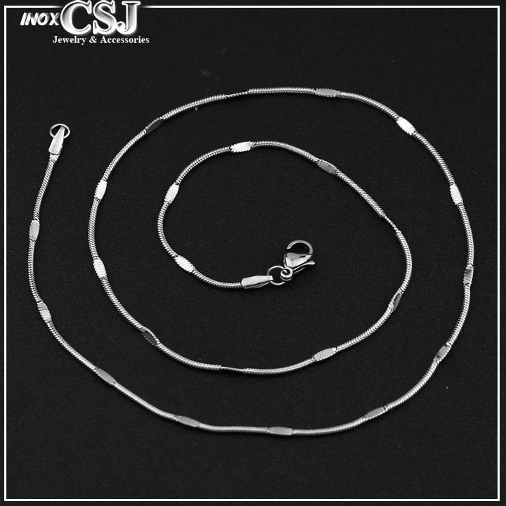 DÂY CHUYỀN NỮ INOX KIỂU MÌ 1MM DẬP CÁCH ĐIỆU D003 - đẹp, không đen