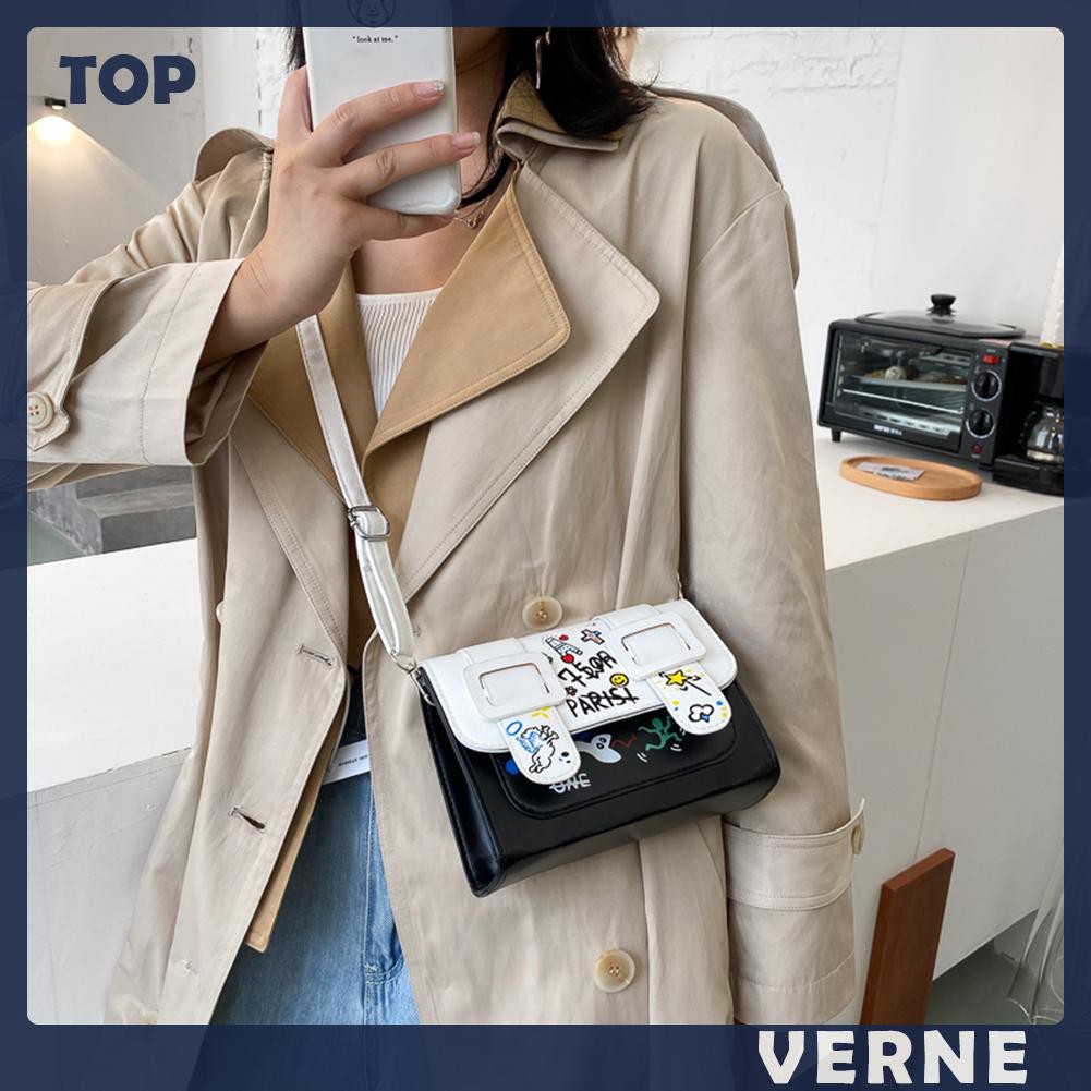 Túi Da Pu Đeo Chéo In Họa Tiết Graffiti Thời Trang Cho Nữ