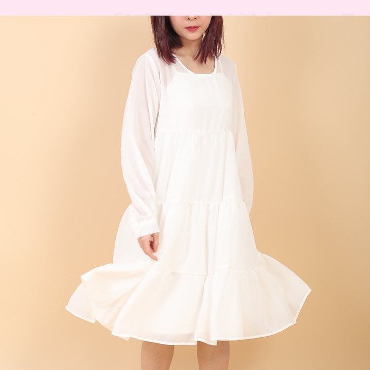 Váy nữ babydoll đi học đi chơi  thiết kế tầng thường layering dress caocaobycaochen 2 màu đen trắng có bigsize