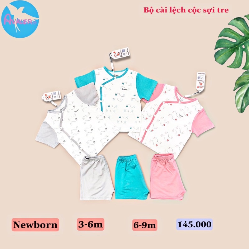 AVALER - Bộ cộc tay cài chéo vải sợi tre cho bé trai/bé gái