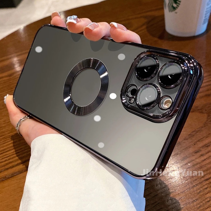 Ốp Điện Thoại Dẻo Mạ Kim Loại Sang Trọng Có Vòng Nhẫn Bảo Vệ Ống Kính Cho IPhone 11 12 13 14 Pro Max X Xs Max XR