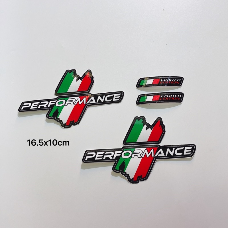 Decal tem sọc cờ ý chữ Performance size 16.5x10cm cao cấp dán xe máy, ô tô, mũ bảo hiểm chống thấm nước, chống bay màu