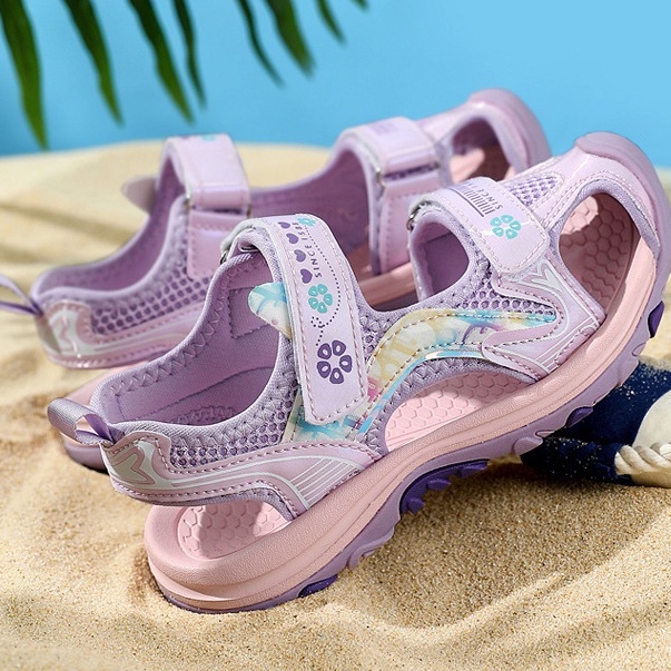 Giày sandal rọ bít mũi bé gái đi học quai hậu, giày bé gái 5-14 tuổi, Giày quai hậu công chúa thời trang mùa hè 2022