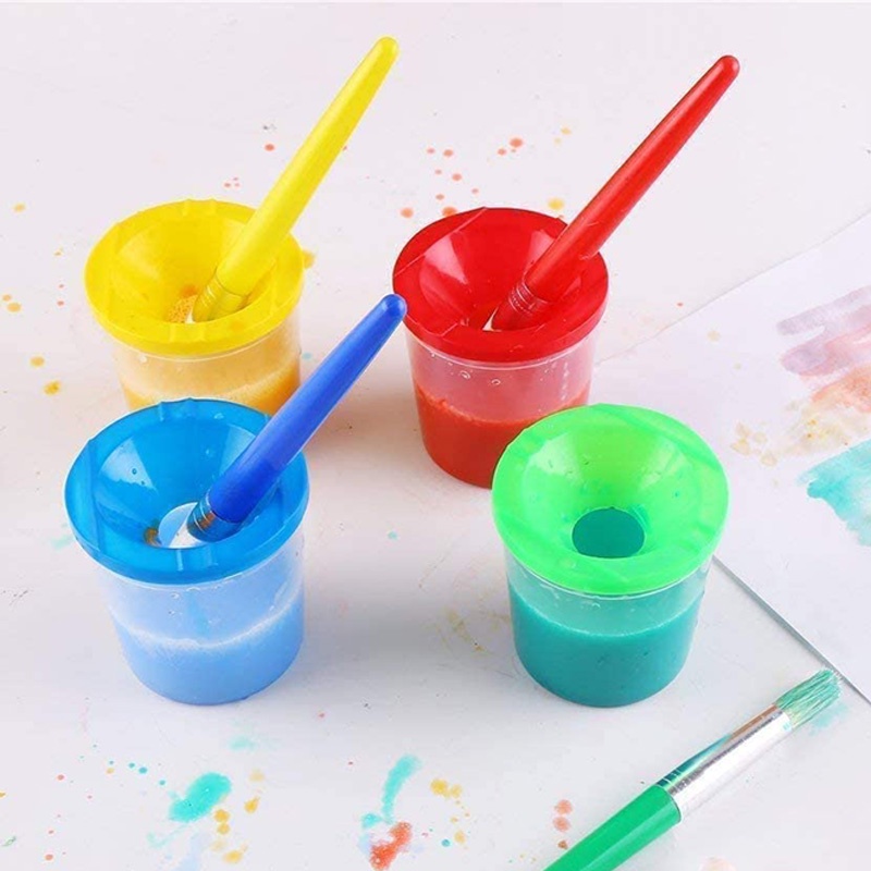 Set 9 Cốc Đựng Màu Nước Có Nắp Đậy Tiện Dụng Cho Bé Vẽ Tranh