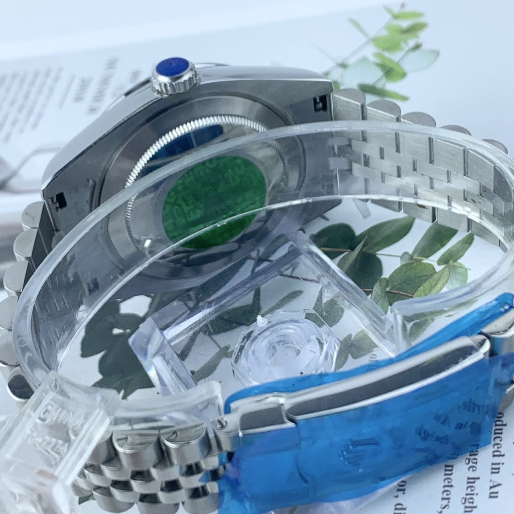 Đồng hồ nam Rolex cơ Automatic máy nhật mẫu đen dây thép trắng viền trơn size 39-40mm