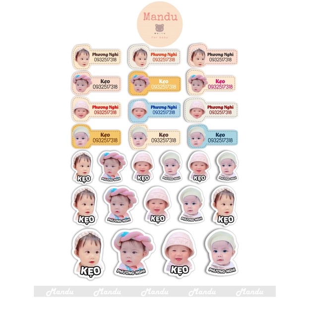 Sticker in hình bé dán bình sữa, vật dụng, ốp điện thoại ba mẹ